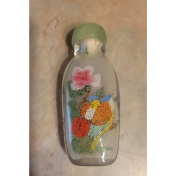 Set of Four Glass Chinese Reverse Painted Snuff / Perfume Bottles. - Picture 9 of 11